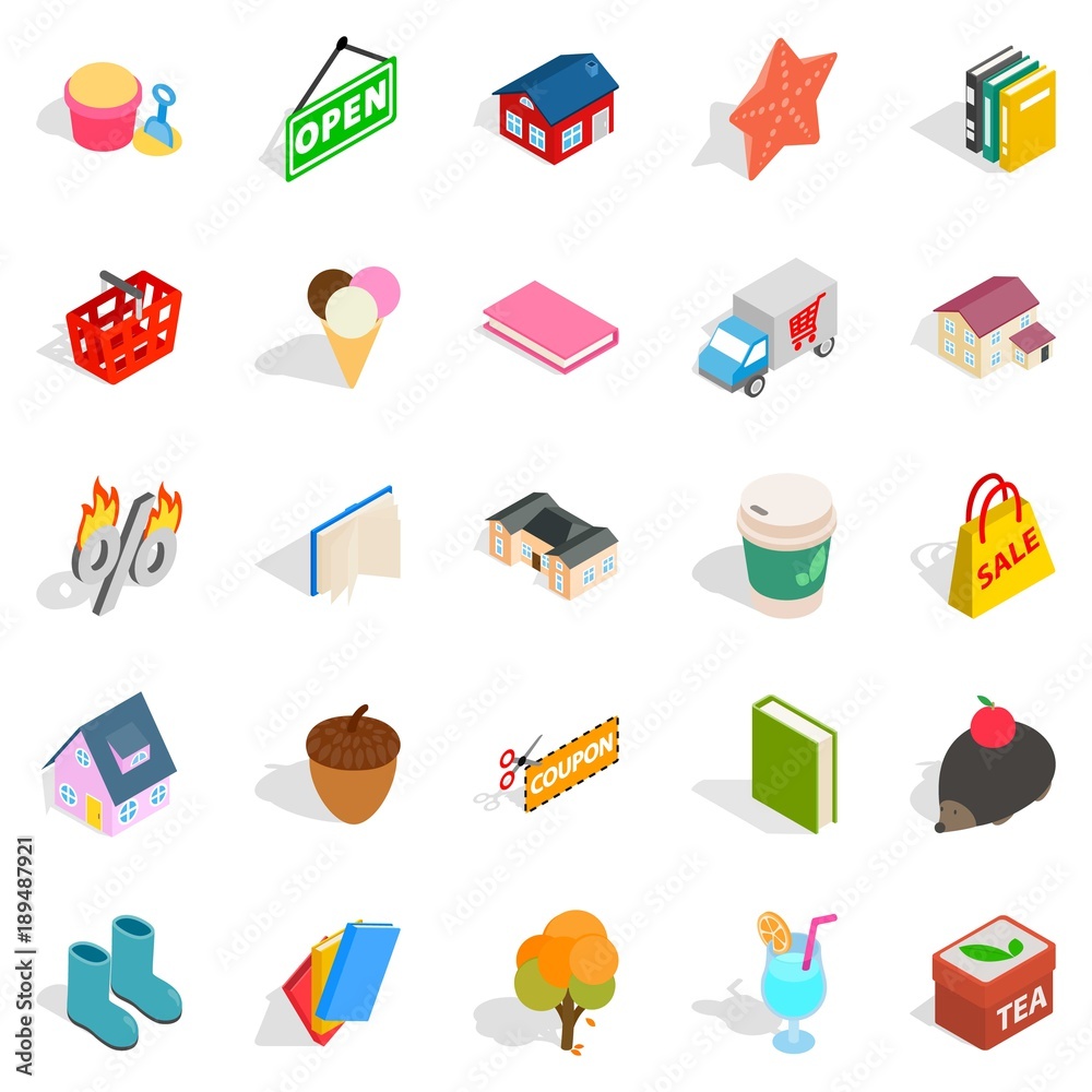 Friendly family icons set, isometric style