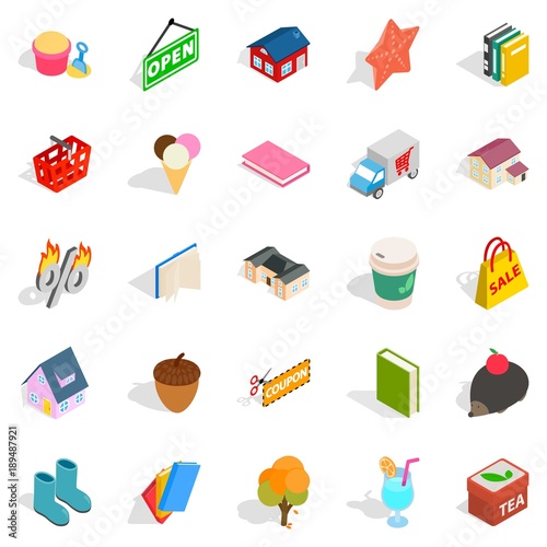 Friendly family icons set, isometric style