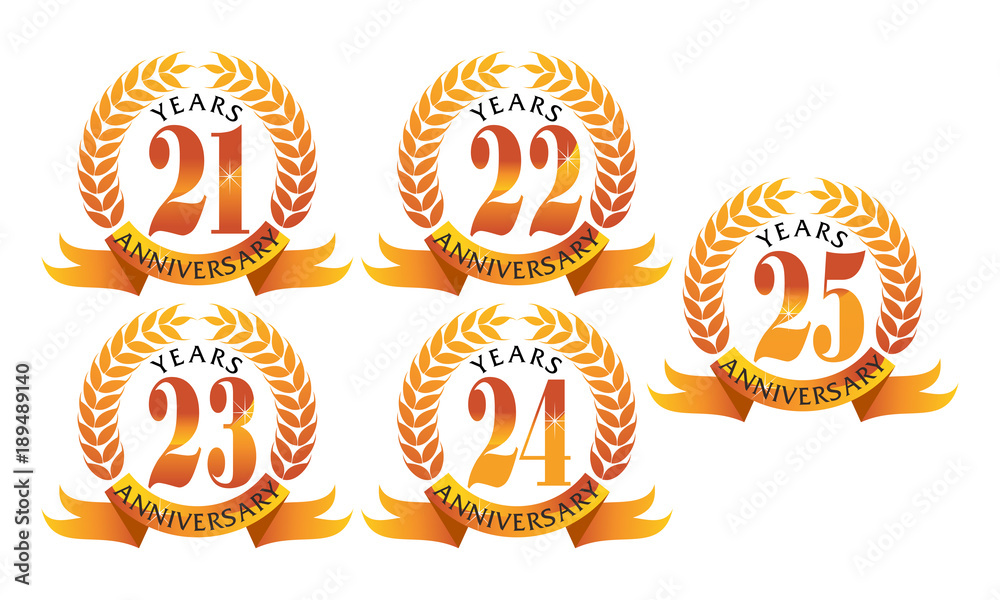 Ribbon Anniversary Leaf Template Set Stock Vector | Adobe Stock