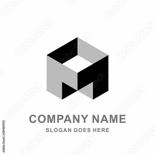 Monogram Letter M Geometric Square Cube Hexagon Architecture Construction Business Company Stock Vector Logo Design Template