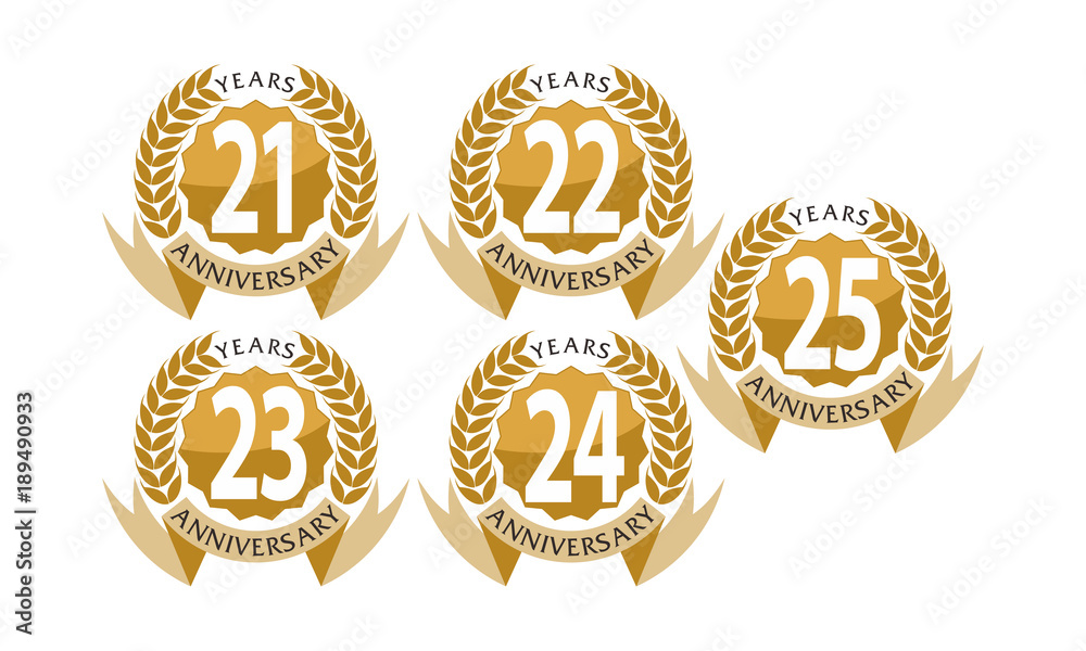 Ribbon Anniversary Leaf Template Set Stock Vector | Adobe Stock