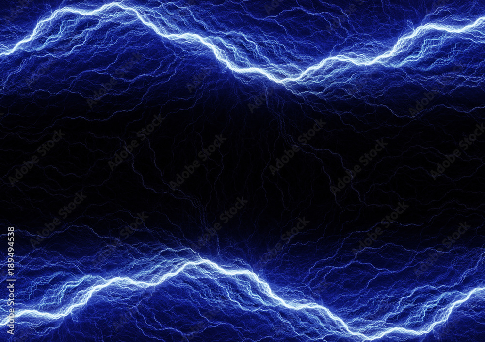 Naklejka premium Blue electrical lightning, abstract plasma background