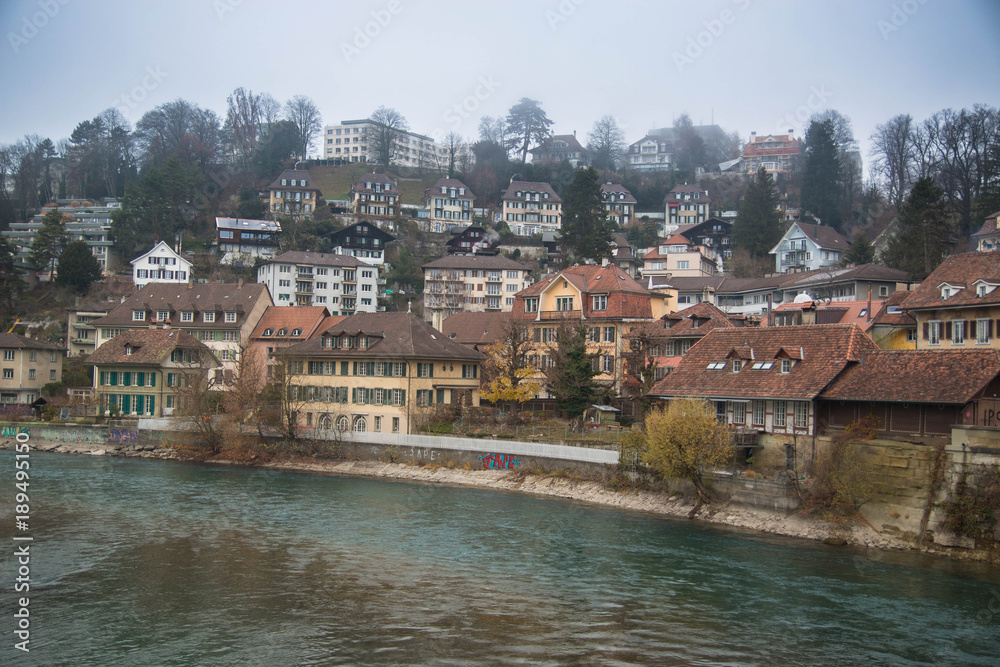 Bern view from Aare river. Switzerland.