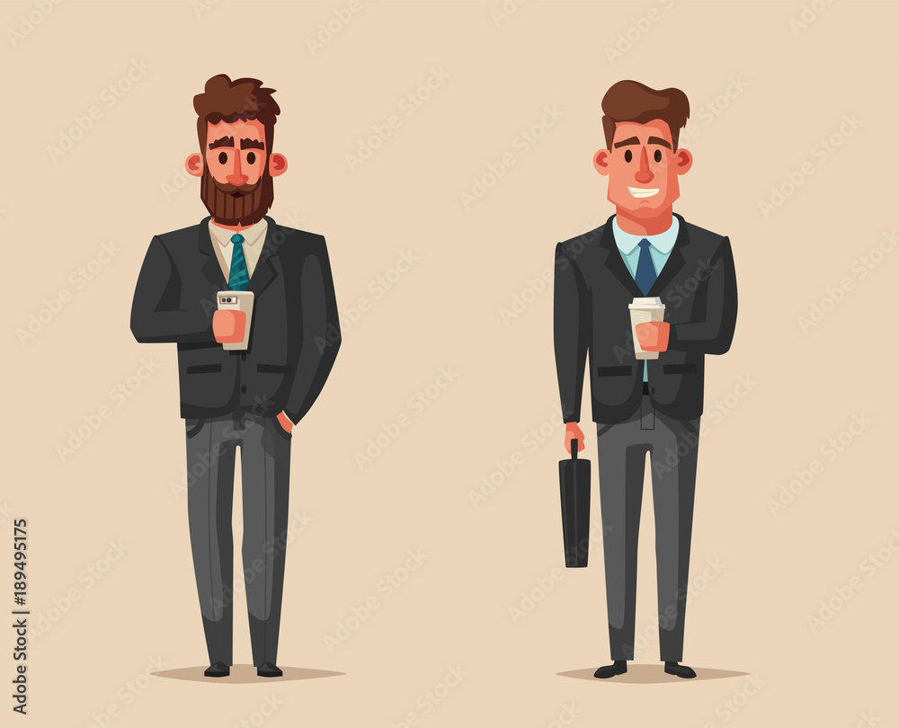 Successful, happy businessmen in a suit. Cartoon vector illustration Successful, happy businessmen in a suit. Cartoon vector illustration