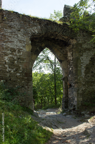 Fototapeta Naklejka Na Ścianę i Meble -  Path to the forest leads through castle gate