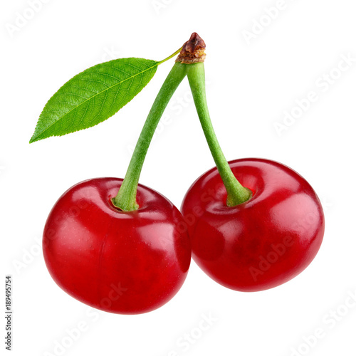Cherries isolated. Cherry on white background. With clipping path.
