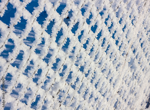 metal mesh in the hoarfrost
