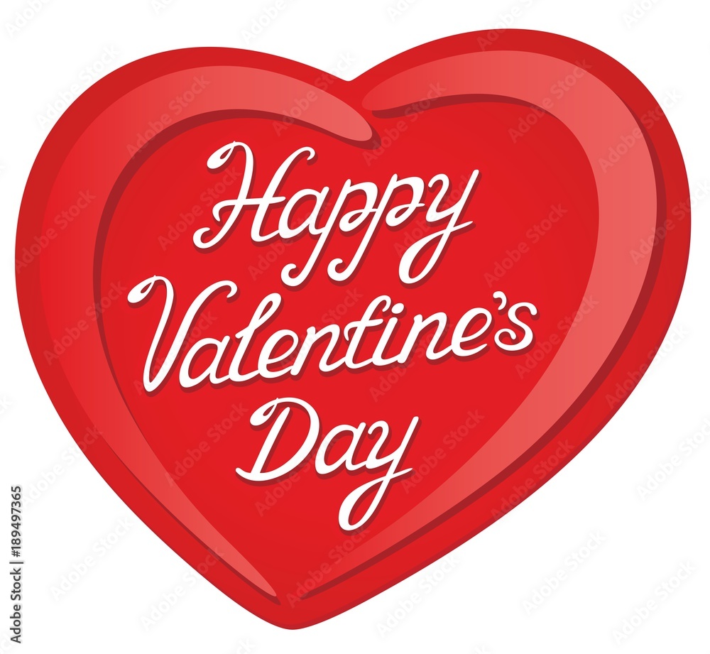 Happy Valentine's Day white lettering in the middle of the heart . Vector illustration Happy Valentine's Day white lettering in the middle of the heart . Vector illustration