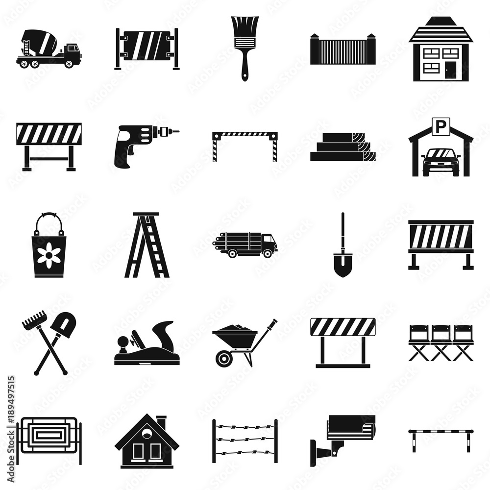 Obraz premium Security icons set, simple style