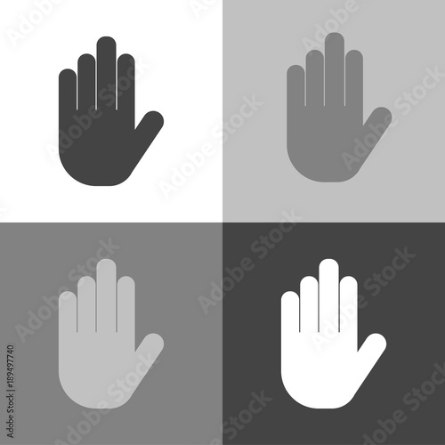 Set hand icon vector. White vector icon on white-grey-black color