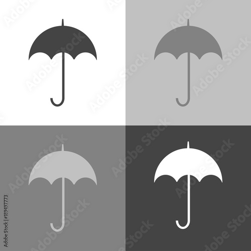 Umbrella set Icon vector flat design.  Vector icon on white-grey-black color