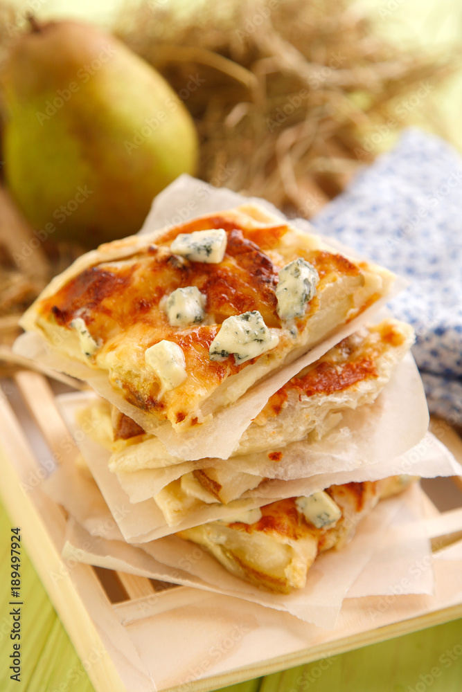 Appetizing pie with apples and blue cheese Appetizing pie with apples and blue cheese