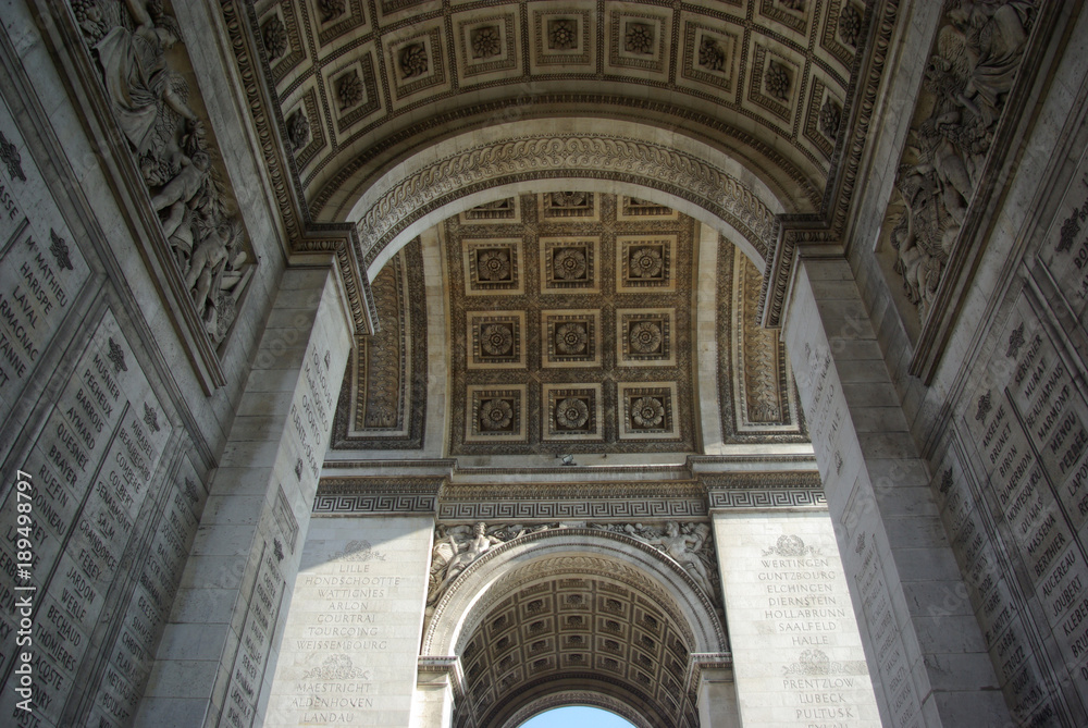 Voûtes de l'arc de Triomphe à Paris, France