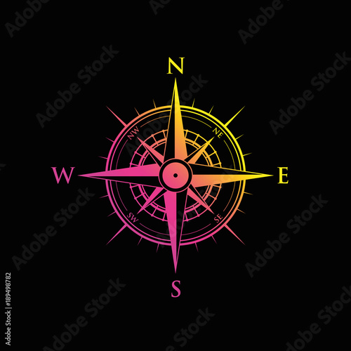 Printpink and yellow compass