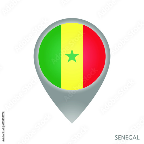 Free Download Map pointer with flag of Senegal. Gray abstract map icon. Vector Illustration. - GFXLoad