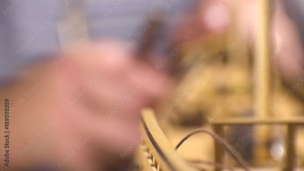 Model of a wooden ship on a wooden table, blur. Video Model of a wooden ship on a wooden table, blur. Video