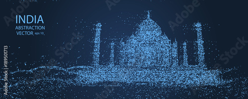India abstract silhouette of the temple, consisting of circles. The Horizon Of Delhi. Vector eps 10.