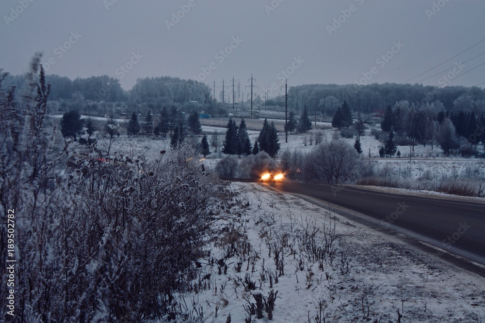 winter road in the evening outside the city 1 winter road in the evening outside the city 1