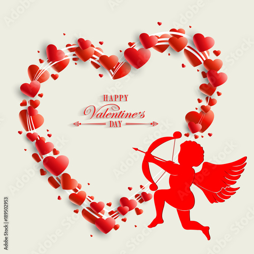 silhouette of the heart with cupid