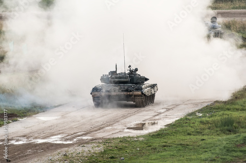 shooting russian tank on the battle field