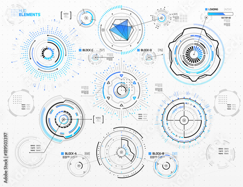 Vector Circular Elements Set for HUD Sci Fi Interfaces