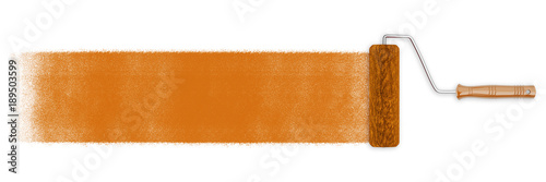 Orangene Farbe mit Farbroller als Hintergrund
