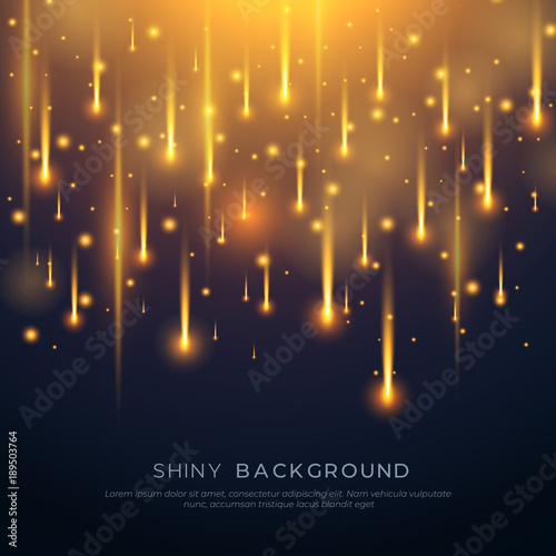 Comets shower, falling stars or meteorite in the sky. Abstract shining background