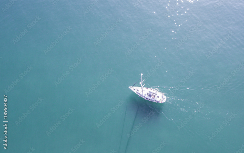 Sailboat .Drone view Sailboat .Drone view