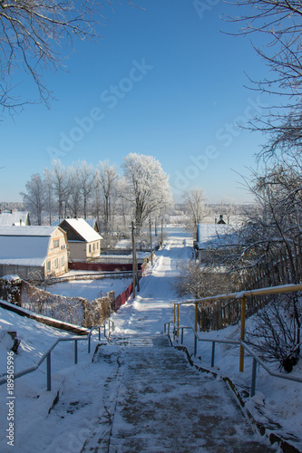 Winter landscape from stairs