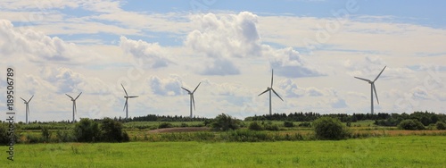 Bilde på lerret Windmills in Jylland, Denmark. Big wind farm.