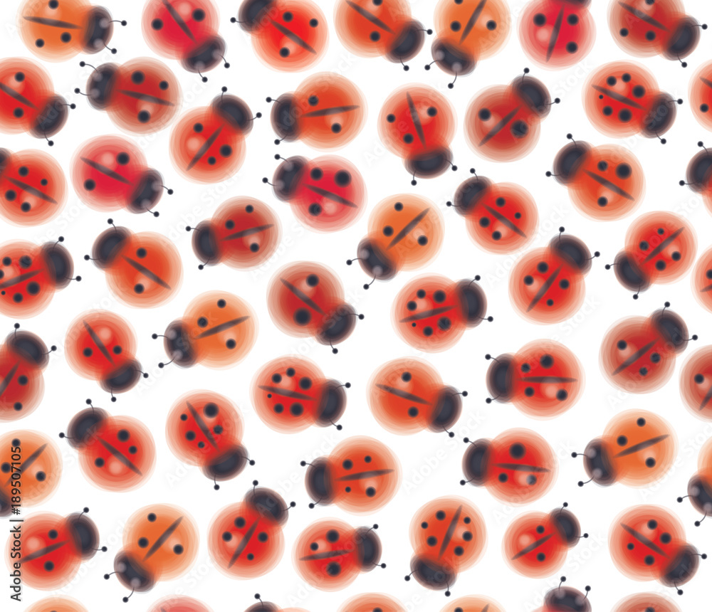 Vector seamless cute pattern of ladybugs, isolated on white. Vector seamless cute pattern of ladybugs, isolated on white.