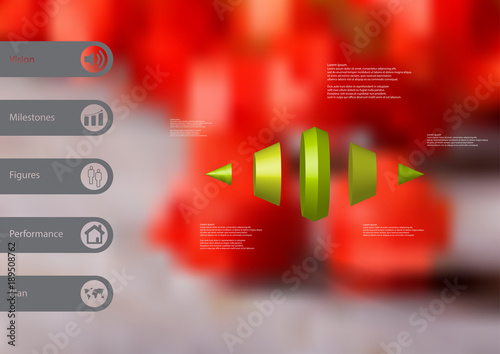 3D illustration infographic template with two spiked cone vertically divided to five parts