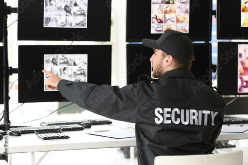 Male security guard working...