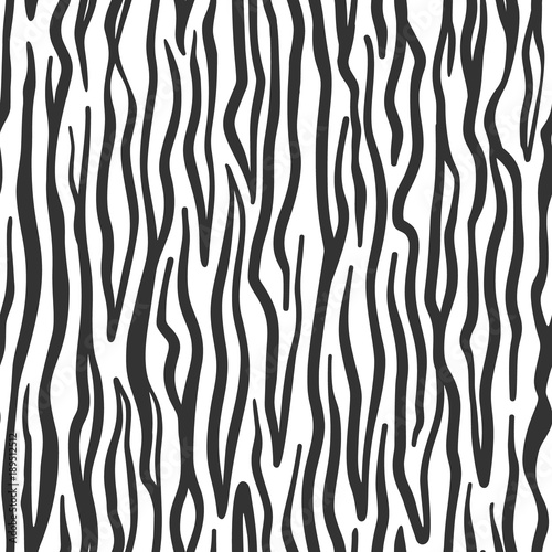 Tiger, zebra stripes texture seamless pattern. Vector exotic animal skin ornate, monochrom background