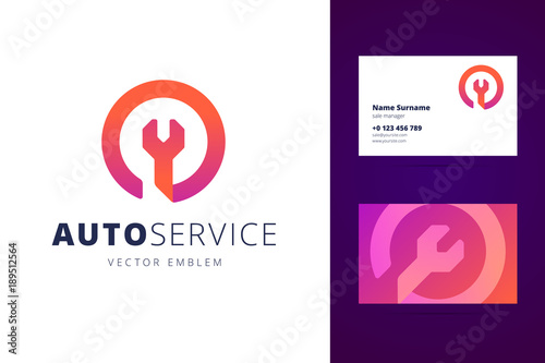 Auto, car service logo and business card template