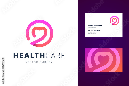 Health care logo and business card template. photo