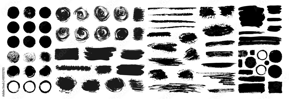 Mega collection of Hand drawn abstract black paint brush strokes ...