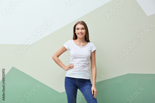 Young woman in white t-shir...