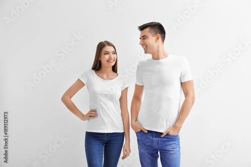 Young woman and man in t-sh...