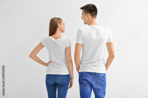 Young woman and man in t-sh...