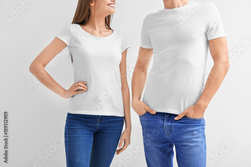Young woman and man in t-sh...