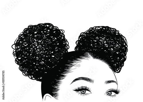 black woman with curls. Print for T-shirt, graphic tee, idea for business  visit cards