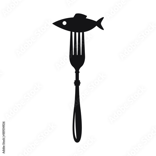 fish on fork icon vector