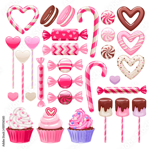 Valentine's day sweets set. Assorted candies.