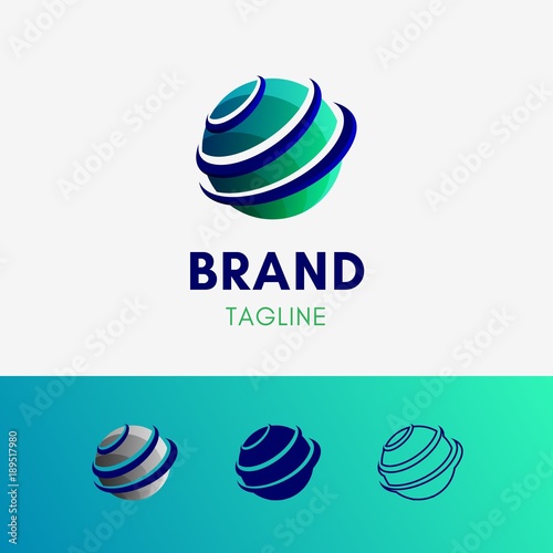 Orbit Ellipse Logo template icon symbol in modern green nature color