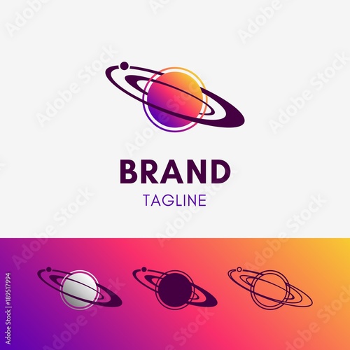 Orbit Planet Logo template icon symbol in modern gradient multi color