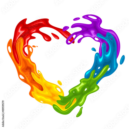 Vibrant heart-shaped splash in LGBT Colors