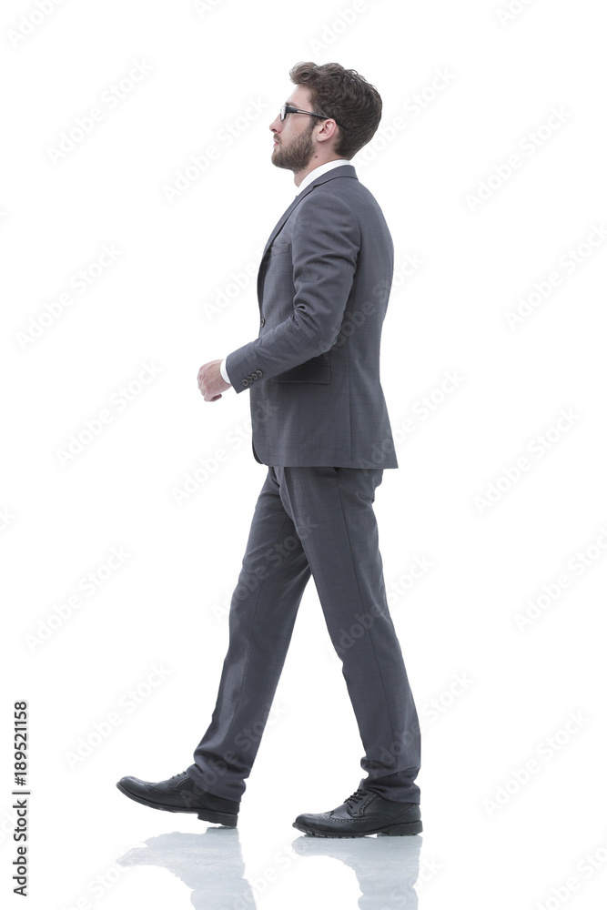 side view confident businessman goes forward. side view confident businessman goes forward.