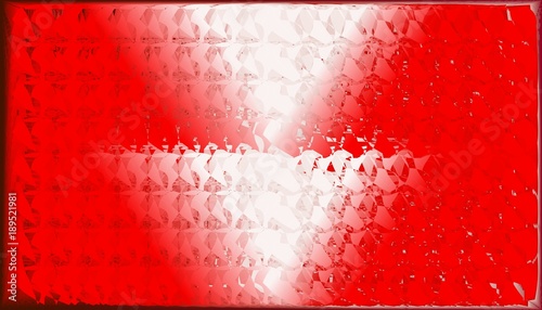 Variations of red and white in sharp geometrical figures. 