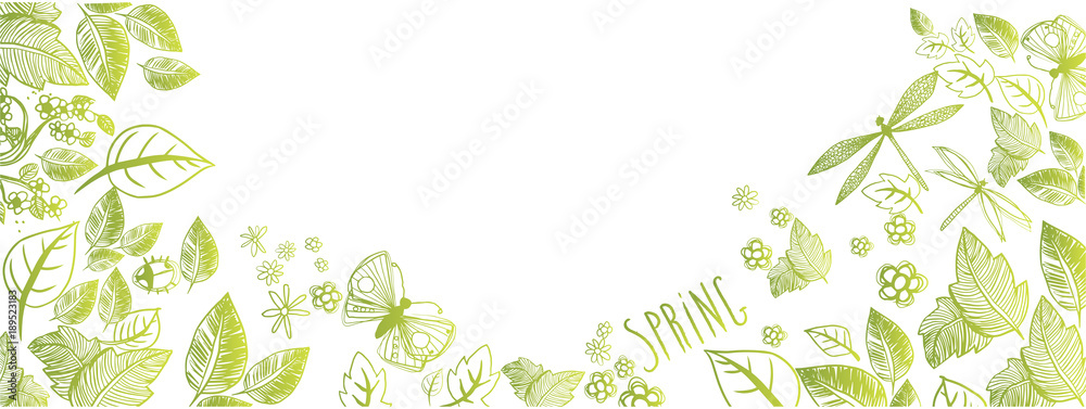Naklejka premium Spring doodles background